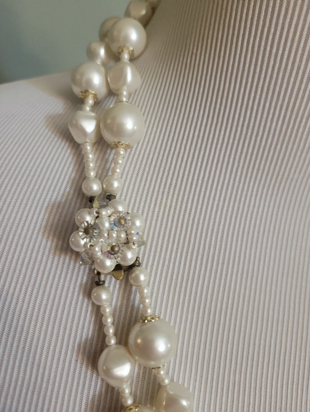 Vintage Double-Strand Faux Pearl Necklace Marked Japan - Picture 3 of 8